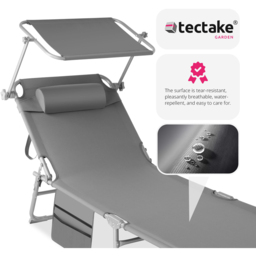 tectake Chloé Set of 2 Grey Foldable Sun Lounger - Size: 111 x 68 x 161cm - Wilko - thumbnail 6