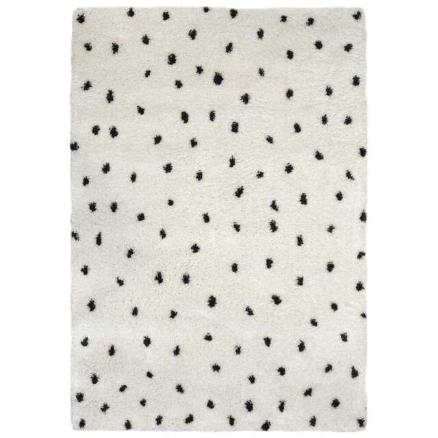 Homemaker Monochrome Snug Spotty Shaggy Rug 120 x 170cm - White - Wilko - image 1