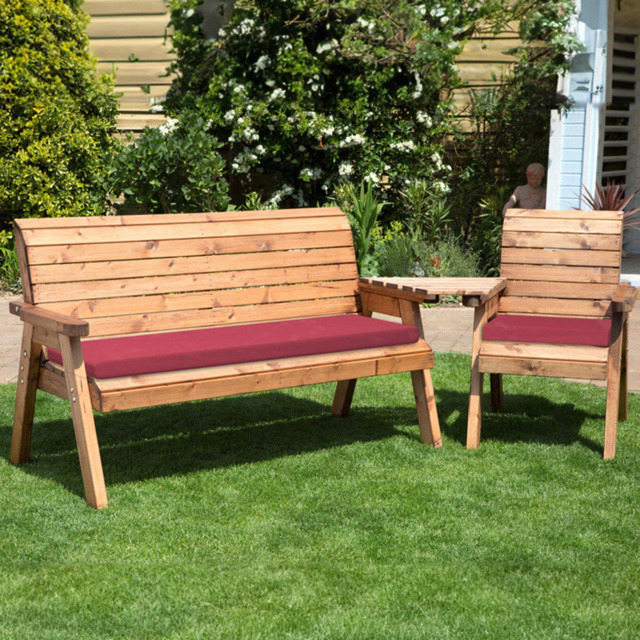 Charles Taylor 4 Seater Angled Companion Seat with Red Cushions - Wilko - image 1