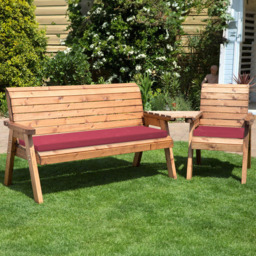 Charles Taylor 4 Seater Angled Companion Seat with Red Cushions - Wilko - thumbnail 1