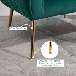 Portland Green Velvet Tub Armchair - Size: Single - Wilko - thumbnail 6