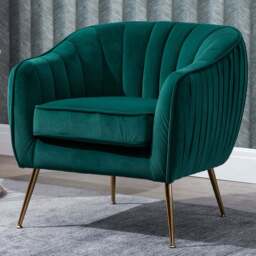 Portland Green Velvet Tub Armchair - Size: Single - Wilko - thumbnail 1