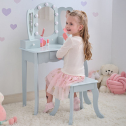 Teamson Kids Light Blue Heart Glow Play Vanity Set - Size: 100.1 x 33.1 x 65.1cm - Wilko