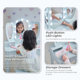 Teamson Kids Light Blue Heart Glow Play Vanity Set - Size: 100.1 x 33.1 x 65.1cm - Wilko - thumbnail 7