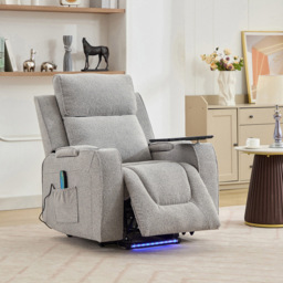 Artemis Home Cowley Light Grey Boucle Massage and Heat Electric Riser Recliner Chair - Size: Single - Wilko - thumbnail 6