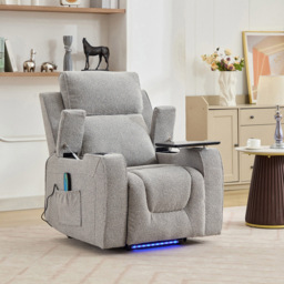 Artemis Home Cowley Light Grey Boucle Massage and Heat Electric Riser Recliner Chair - Size: Single - Wilko - thumbnail 4