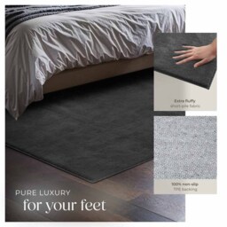 tectake Zonelle Anthracite Short Pile Ultra Soft Rug 170 x 120cm - Size: 1.5 x 150 x 80cm - Grey - Wilko - thumbnail 5