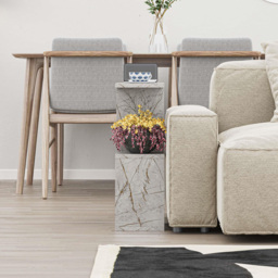 Decortie Homemania 4 Shelf Gold Marble Effect Modern Side End Table - Size: 60 x 60 x 19.5cm - Grey - Wilko - thumbnail 5
