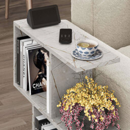 Decortie Homemania 4 Shelf Gold Marble Effect Modern Side End Table - Size: 60 x 60 x 19.5cm - Grey - Wilko - thumbnail 4