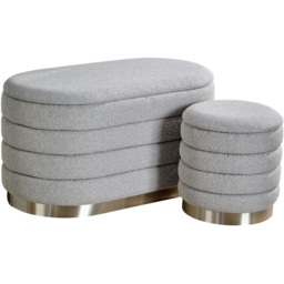 Home Source Cake Grey Boucle Storage Ottoman Set of 2 - Size: 42 x 80 x 42cm - Wilko - thumbnail 3