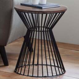 Julian Bowen Jersey Walnut Round Wire Lamp Table - Size: 40 x 40 x 50cm - Brown - Wilko - thumbnail 1