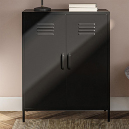 Dorel Mission District 2 Door Black Freestanding Storage Cabinet - Size: 102 x 80 x 40cm - Wilko - thumbnail 1
