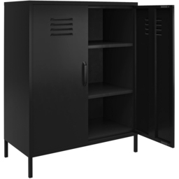 Dorel Mission District 2 Door Black Freestanding Storage Cabinet - Size: 102 x 80 x 40cm - Wilko - thumbnail 5