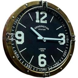 Acacia Home Wood Effect Wall Clock 40cm - Size: 40 x 40 x 8cm - Gold - Wilko
