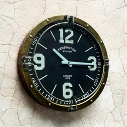 Acacia Home Wood Effect Wall Clock - Size: 40 x 40 x 8cm - Gold - Wilko - thumbnail 3