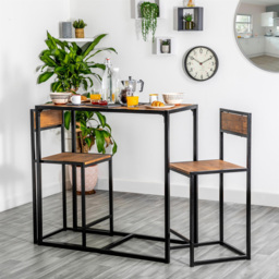 Harbour Housewares 2 Seater Industrial Breakfast Bar Set Brown - Size: 53 x 104 x 14cm - Wilko - thumbnail 6