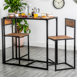 Harbour Housewares 2 Seater Industrial Breakfast Bar Set Brown - Size: 53 x 104 x 14cm - Wilko - thumbnail 1