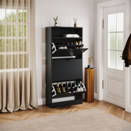 Vida Designs 3 Drawer Single Shelf Black Shoe Cabinet - Size: 132 x 60 x 24cm - Wilko - thumbnail 5