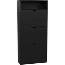 Vida Designs 3 Drawer Single Shelf Black Shoe Cabinet - Size: 132 x 60 x 24cm - Wilko - thumbnail 3