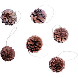 St Helens Brown Hanging Pinecones Ornaments 6 Pack - Size: 150 x 55 x 55cm - Wilko - thumbnail 1