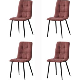 Henri Set of 4 Pink Faux Suede Leather Dining Chair - MCC - Wilko - thumbnail 3