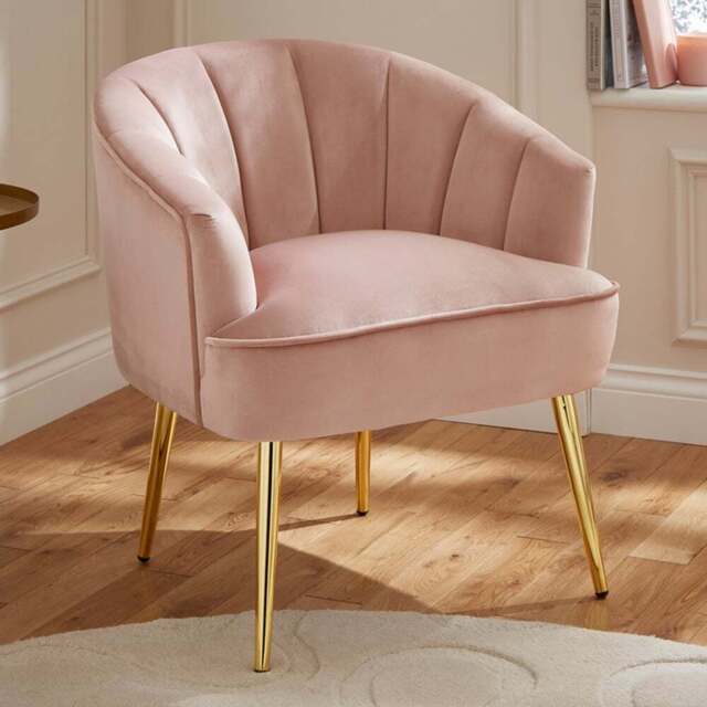 GFW Pettine Blush Pink Plush Fabric Accent Chair - Size: Single - Wilko - image 1