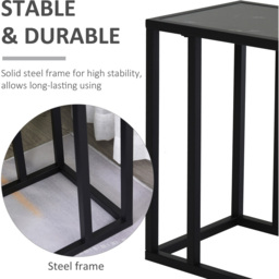 Portland Black C Shaped Marble Effect Top Side Table - Size: 45 x 30 x 51cm - Wilko - thumbnail 6