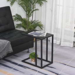 Portland Black C Shaped Marble Effect Top Side Table - Size: 45 x 30 x 51cm - Wilko - thumbnail 5