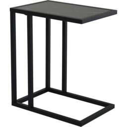 Portland Black C Shaped Marble Effect Top Side Table - Size: 45 x 30 x 51cm - Wilko - thumbnail 3