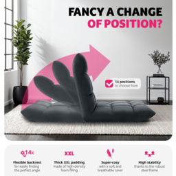 tectake Snooze 2 in 1 Grey Recliner Armchair and Lounger - Size: Single - Wilko - thumbnail 6