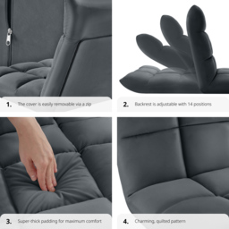 tectake Snooze 2 in 1 Grey Recliner Armchair and Lounger - Size: Single - Wilko - thumbnail 7