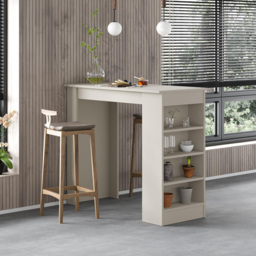 Decortie Swallow Sandstone Bar Table with Storage Shelves - Size: 102 x 117 x 54cm - Cream - Wilko - thumbnail 5