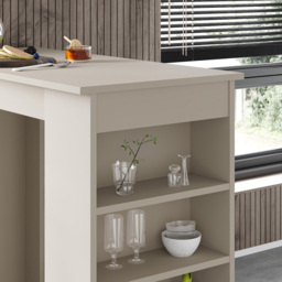 Decortie Swallow Sandstone Bar Table with Storage Shelves - Size: 102 x 117 x 54cm - Cream - Wilko - thumbnail 4