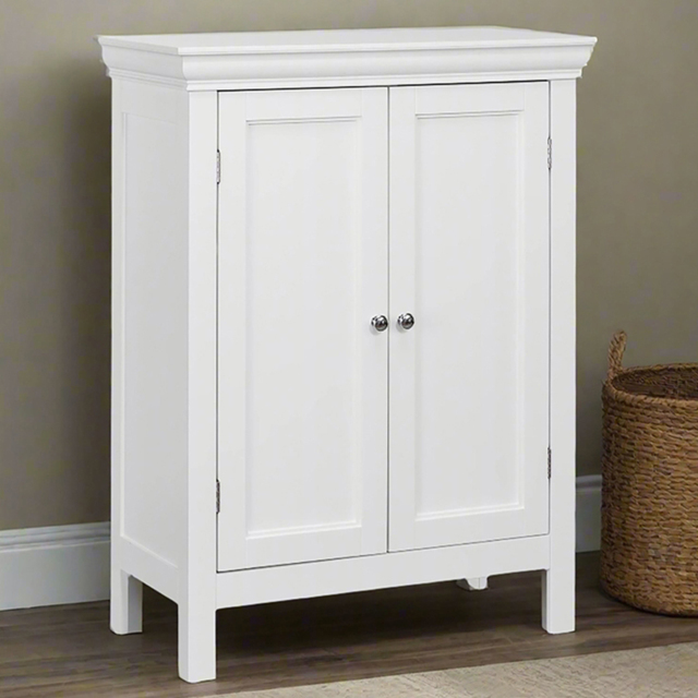 Teamson Home Stratford 2 Door White Freestanding Storage Cabinet - Size: 86.4 x 33.0 x 66.0cm - Wilko - image 1