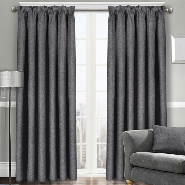 Velosso Westwood Charcoal Tape Top Curtains 223 x 223cm - Size: W 223 x D 223cm - Grey - Wilko - image 1