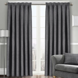 Velosso Westwood Charcoal Tape Top Curtains 223 x 223cm - Size: W 223 x D 223cm - Grey - Wilko - thumbnail 1