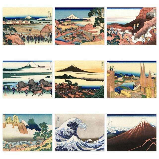 Artery8 Hokusai 36 Views Mount Fuji Isawa Minobu Wall Art Print 30 x 41cm 9 Pack - Size: 40.5 x 30.5 x 0.3cm - Multi - Wilko - image 1