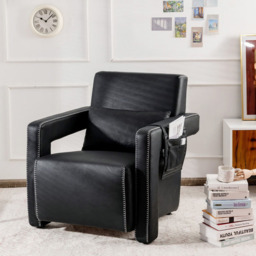 Costway Black Padded Accent Chair with Footstool - Size: Single - Wilko - thumbnail 5
