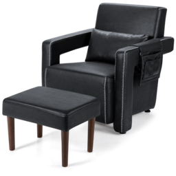 Costway Black Padded Accent Chair with Footstool - Size: Single - Wilko - thumbnail 3