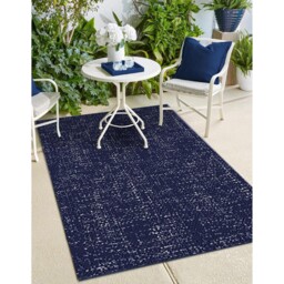 Weave Outdoor Rug - Navy - Wilko - thumbnail 3