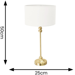 ValueLights Maggie White and Gold Drum Shade Candlestick LED Table Lamp - Size: 50 x 25 x 25cm - Wilko - thumbnail 5