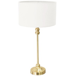 ValueLights Maggie White and Gold Drum Shade Candlestick LED Table Lamp - Size: 50 x 25 x 25cm - Wilko