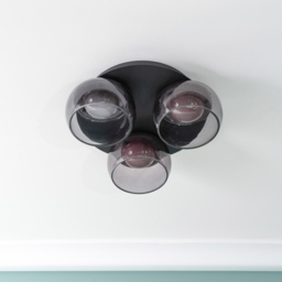 ValueLights Alissa Matt Black LED 3 Way Ceiling Light with Smoked Glass - Wilko - thumbnail 4