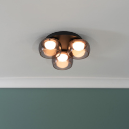 ValueLights Alissa Matt Black LED 3 Way Ceiling Light with Smoked Glass - Wilko - thumbnail 3
