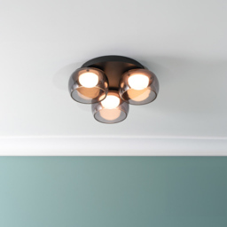 ValueLights Alissa Matt Black LED 3 Way Ceiling Light with Smoked Glass - Wilko - thumbnail 6