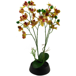 Leaf Pink and Yellow Artificial Orchid Plant in Ceramic Planter 43cm - Size: 43 x 25 x 17cm - Wilko - thumbnail 1