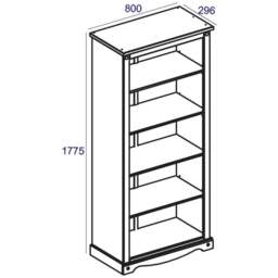 Corona 5 Shelf Grey Washed Wax Finish Tall Bookcase - Wilko - thumbnail 7
