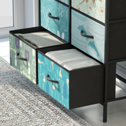 HOMCOM 6 Drawer Single Shelf Blue Fabric Chest of Drawers - Wilko - thumbnail 4
