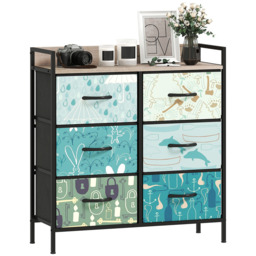HOMCOM 6 Drawer Single Shelf Blue Fabric Chest of Drawers - Wilko - thumbnail 3