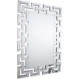Furniturebox Helena Rectangular Large Silver Patterned Wall Mirror 66 x 100cm - Size: 100 x 66cm - Wilko - thumbnail 1